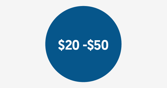 $20 - $50