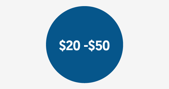 $20 - $50