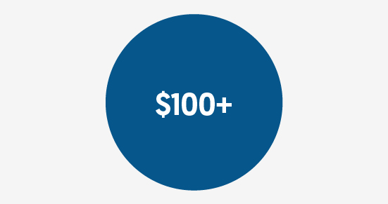 $100 o más