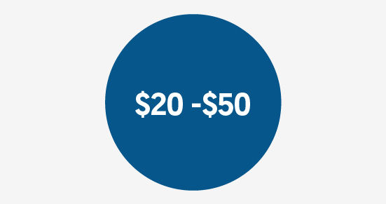 $20 - $50
