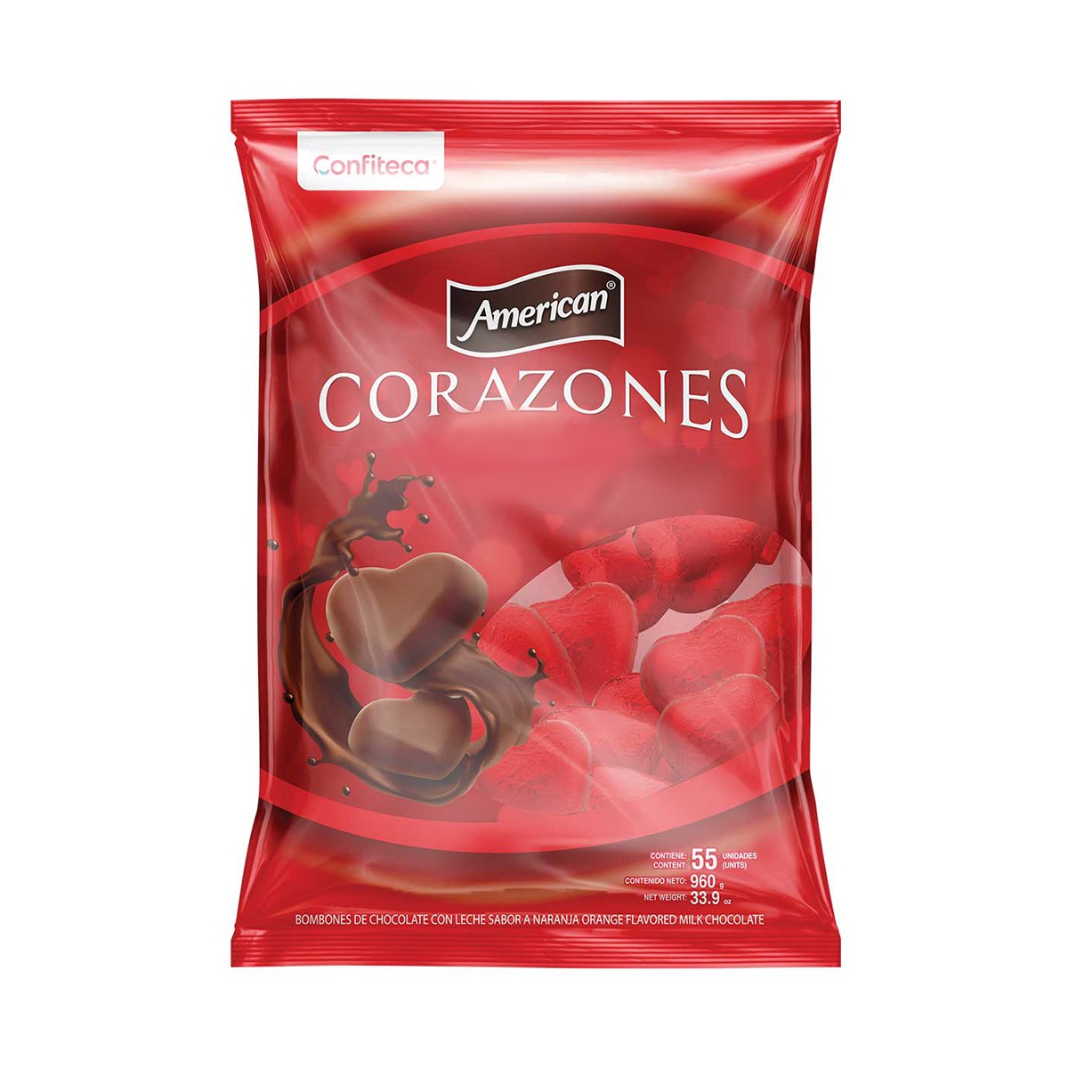 Bombones Confiteca Corazones de Chocolate 220g - 55 Und - 922589