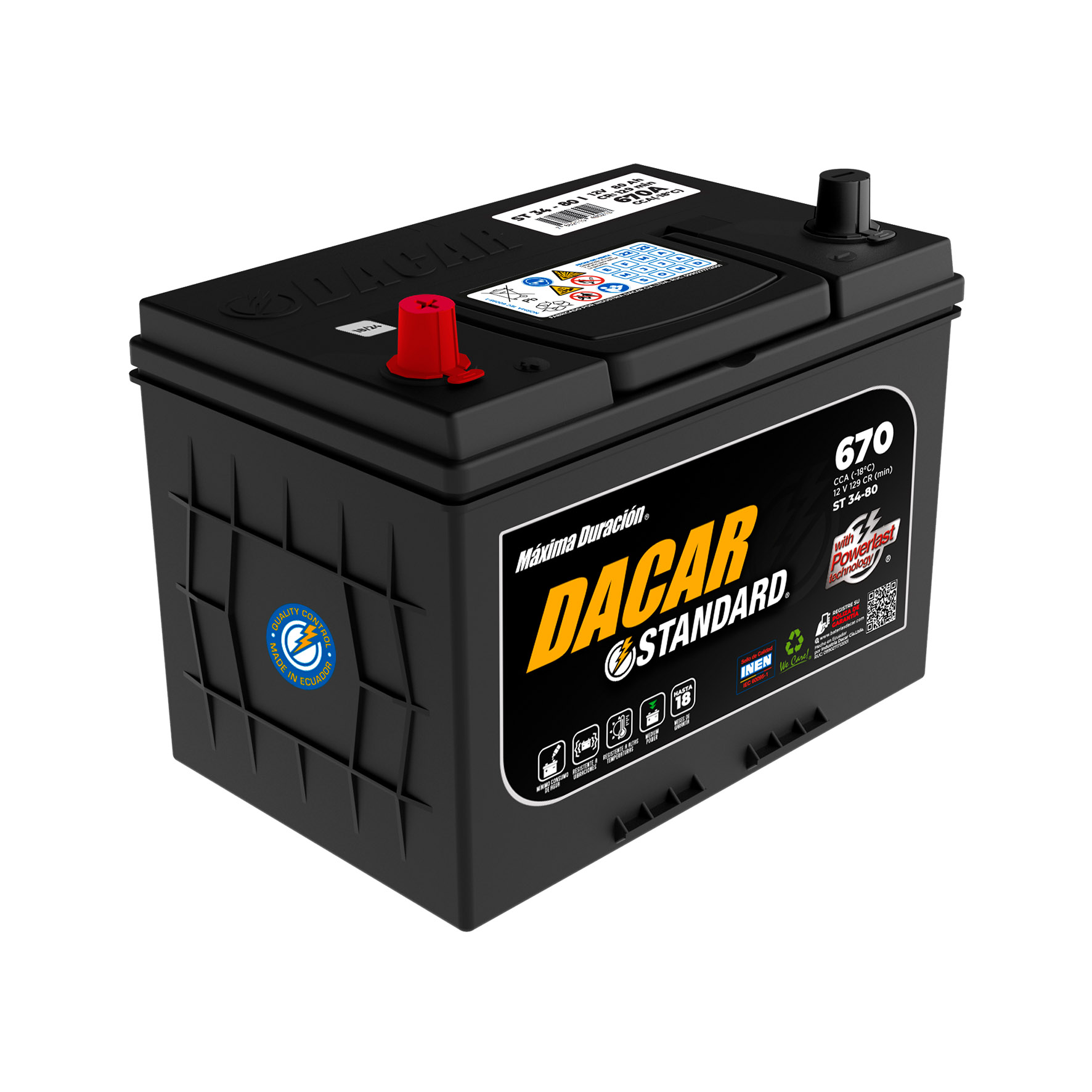 Batería Dacar Standard para Carro Inversa 34-80 - 906371