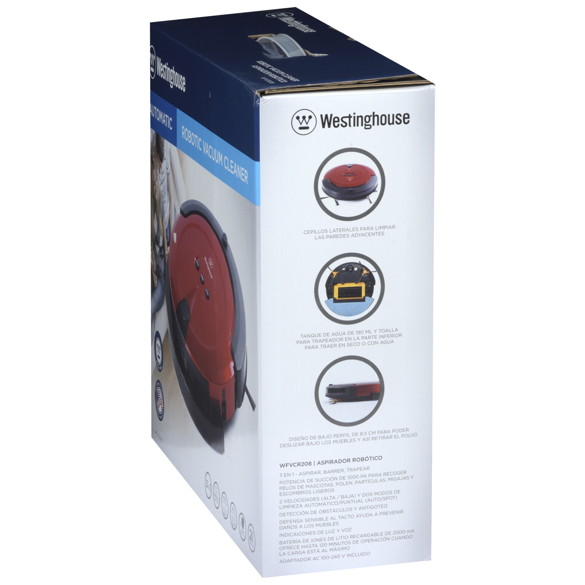 Aspiradora Robot Westinghouse 3 en 1 Roja 400 ml - 26W - 904291
