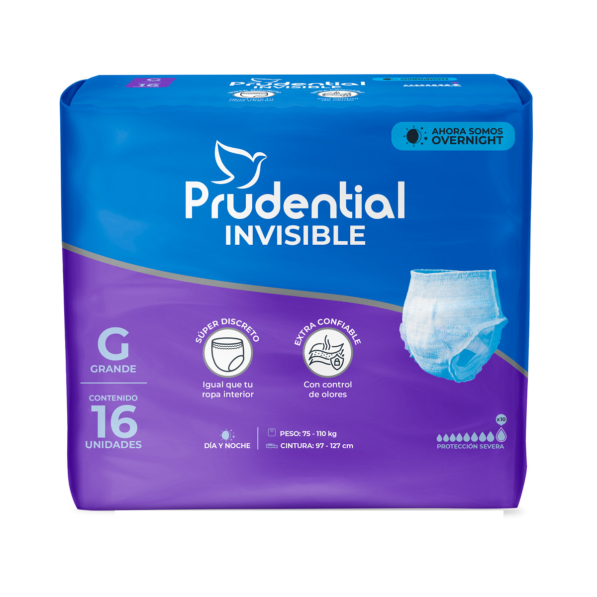 Prudential Color Pañal para Adultos Prudential Invisible Talla G - 16 Unidades - 904865