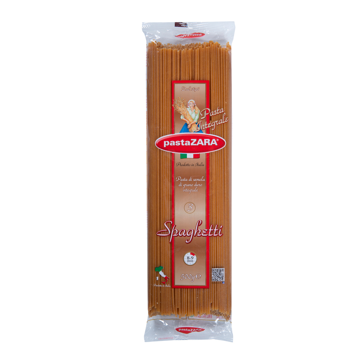 Pasta Spaghetti N°3 Integral Pasta Zara 500g 911080
