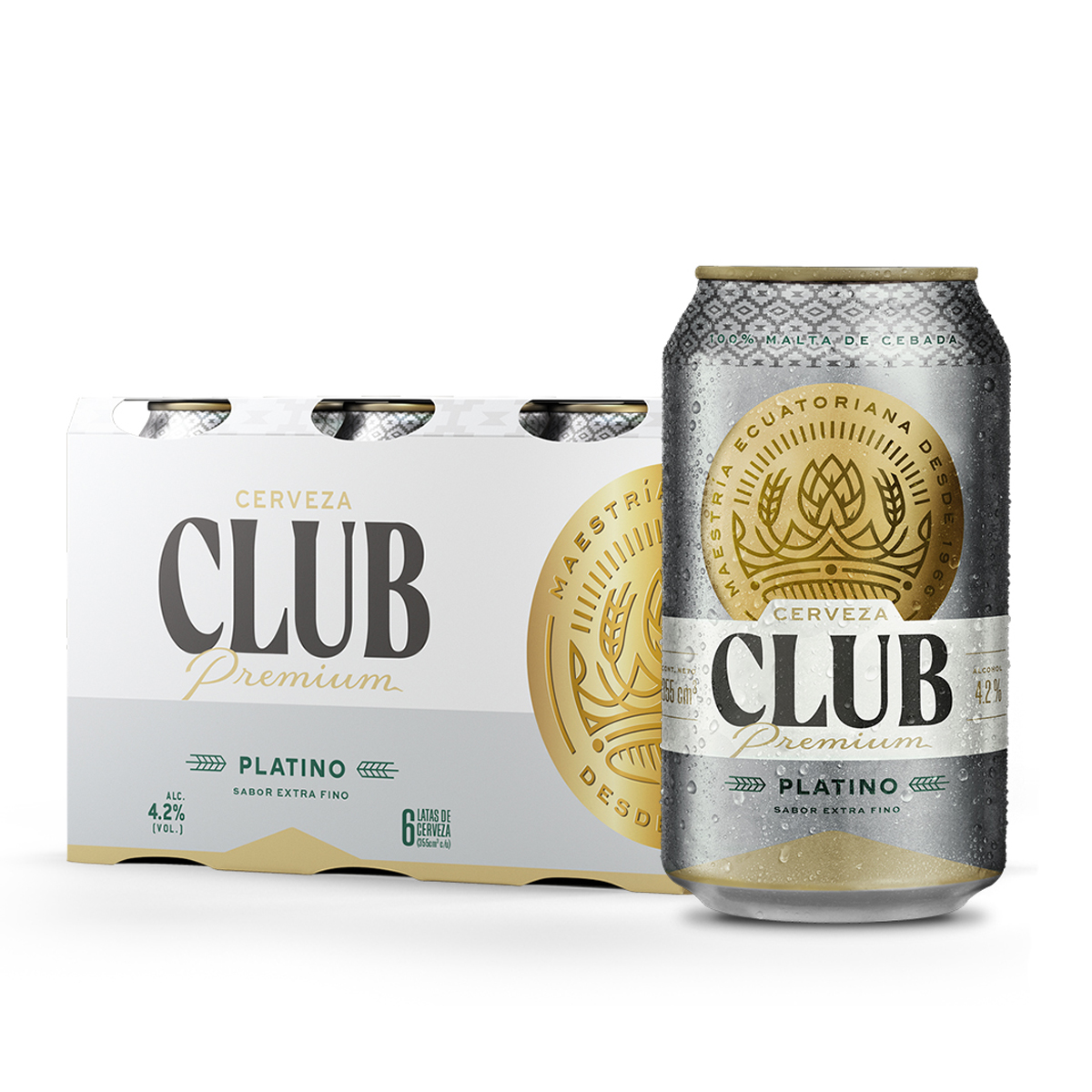 Six Pack Cerveza Club Platino Lata 355ml - 913869