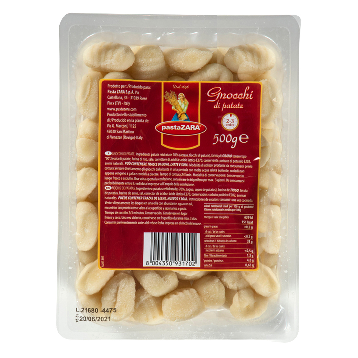 Gnocchi Pasta Zara Di Patate 500g 914704