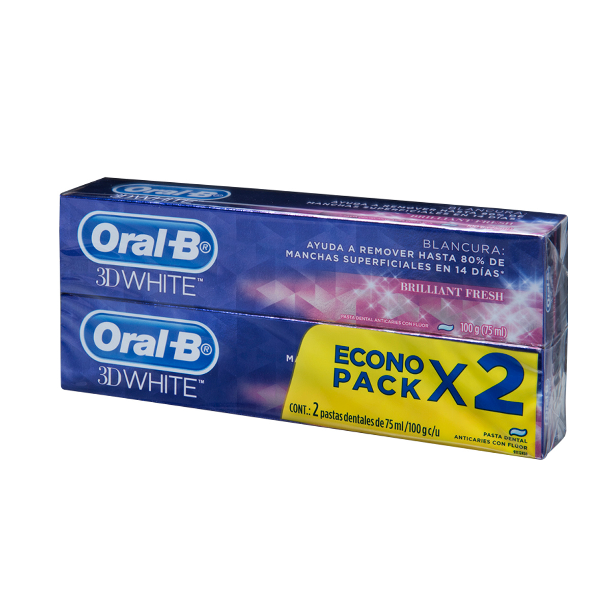 Pasta Dental 3D White Oral B Pack 2 Unds 100g - 915688