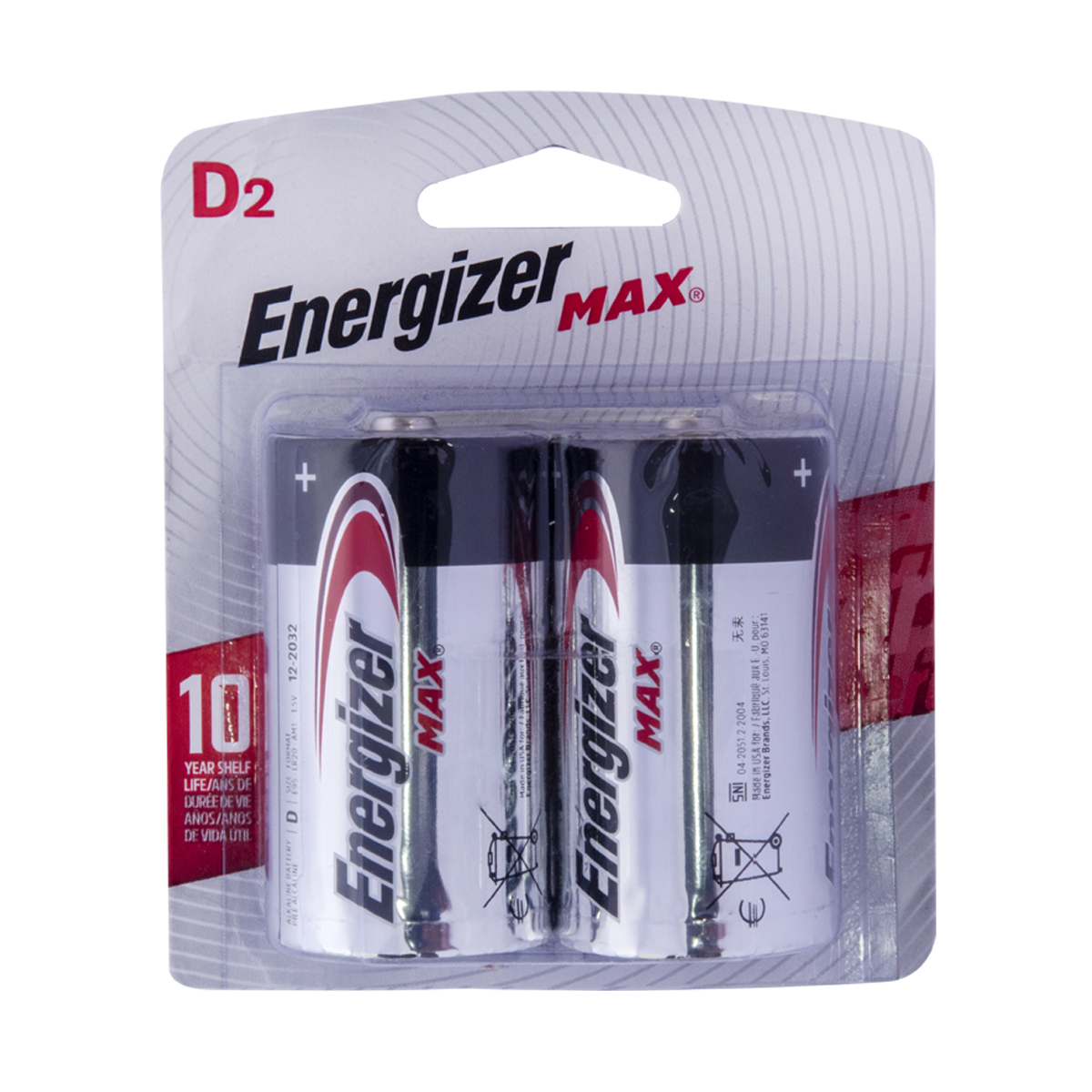 Pilas Bateria Tipo D Grande Alcalina Energizer Max X 2 U