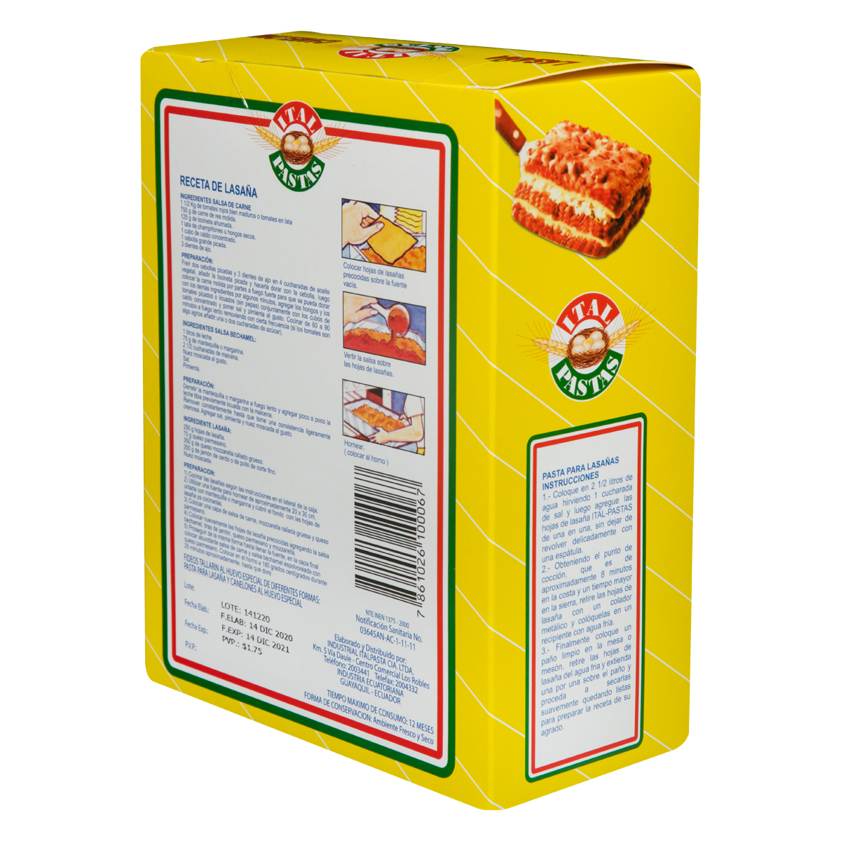 Fideo Italpastas Lasaña Canelones 250g - 921411