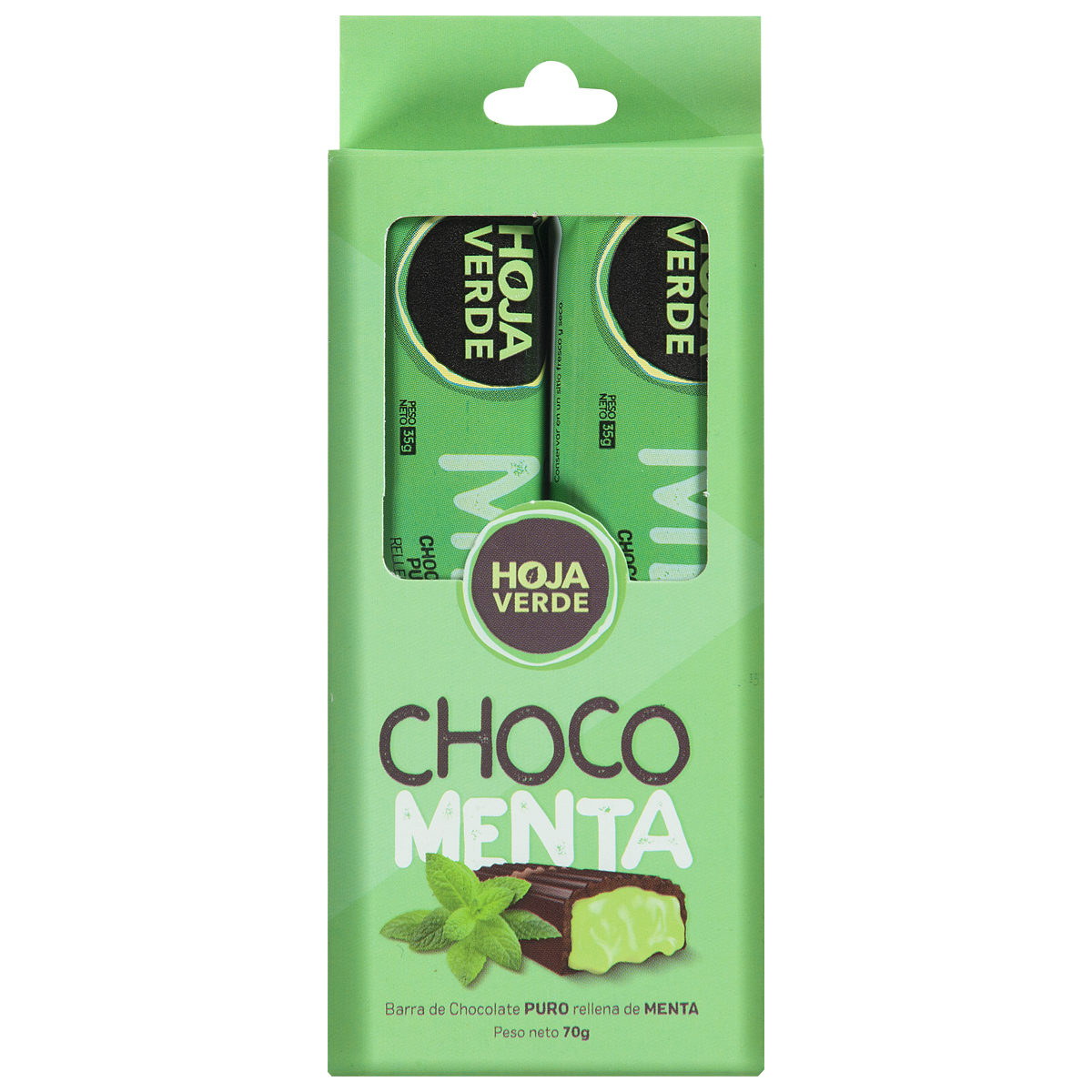 Pack 2 und Barra de Chocolate Hoja Verde de Menta 70g 949220