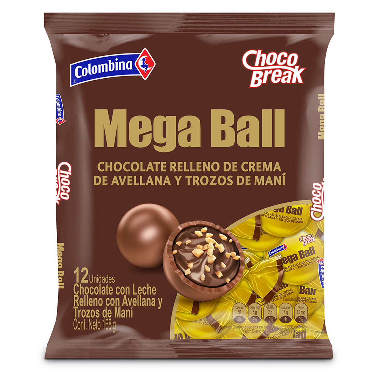 Mega Choco Funda 12 Uds Chocolates Mega Ball ChocoBreak 168g - 949270
