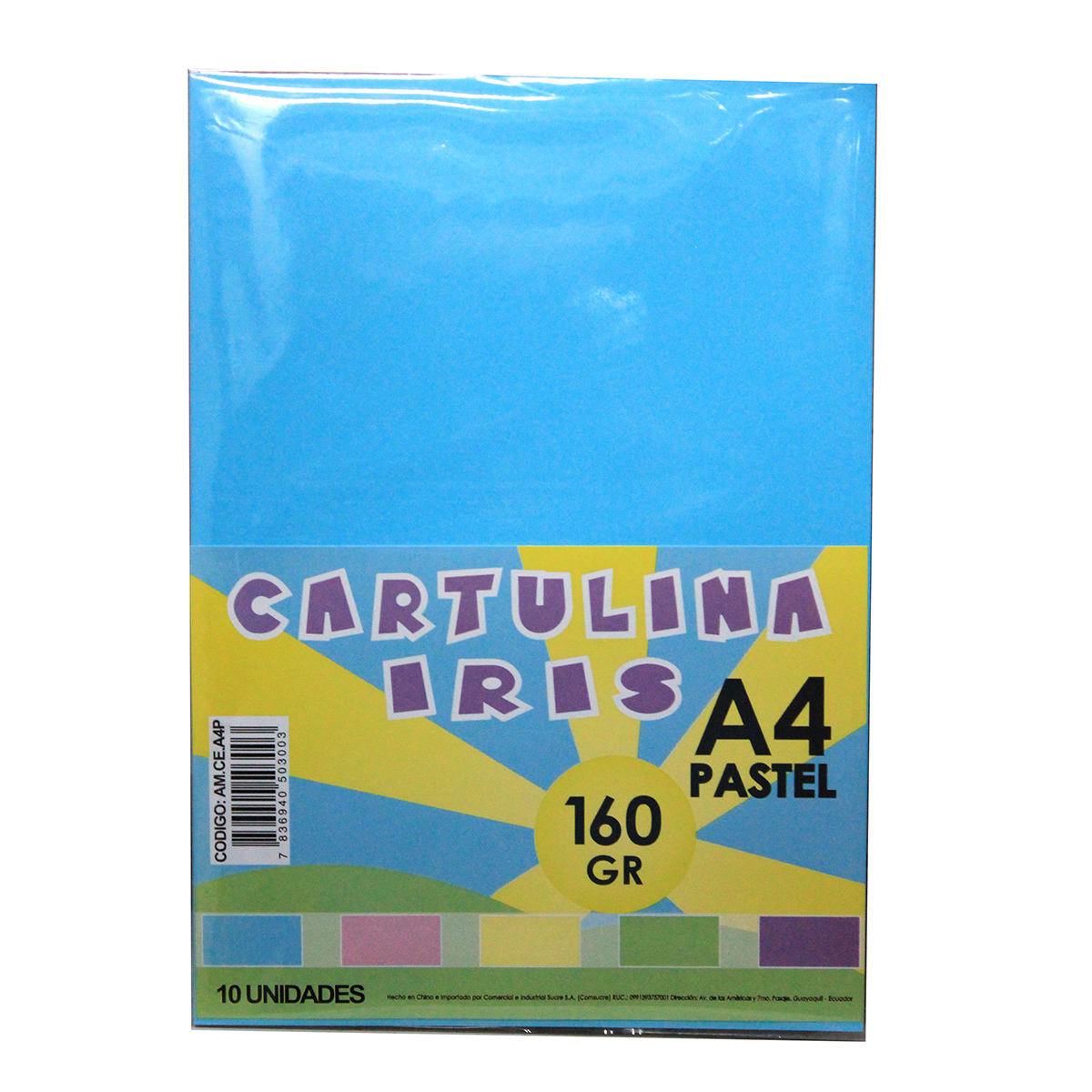 Pack 10 und Cartulina Lancer Iris A4 Color Pastel - 949664