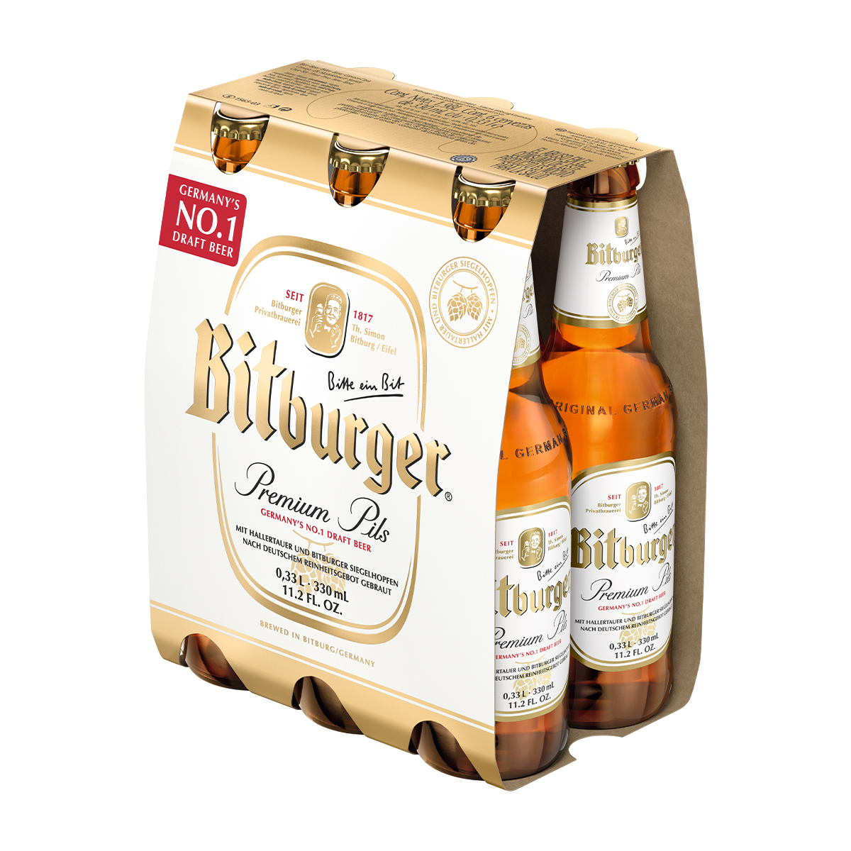 Six Pack Cerveza Bitburger Premiun Pils Botella 330ml 952021