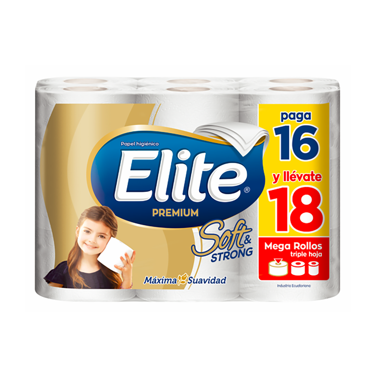 Pack 18 Und Papel Higiénico Elite Mega Rollo Premium 952041