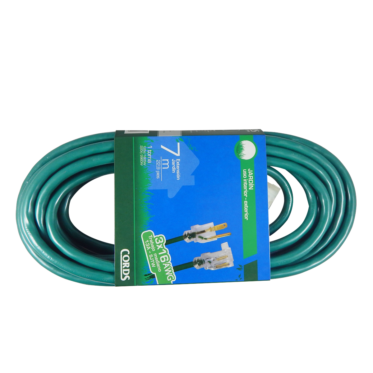 Extensión Eléctrica 3x16 Incable 1 Toma Verde 7m - 966285
