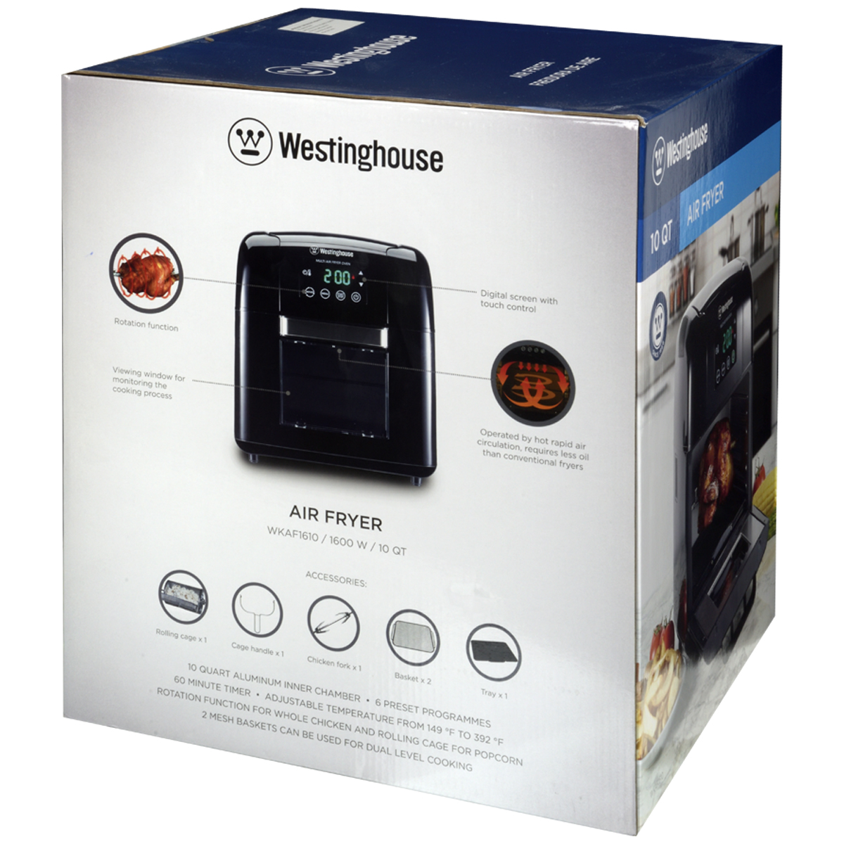 Horno Freidora de Aire Westinghouse WKAFDT10, 10 L –