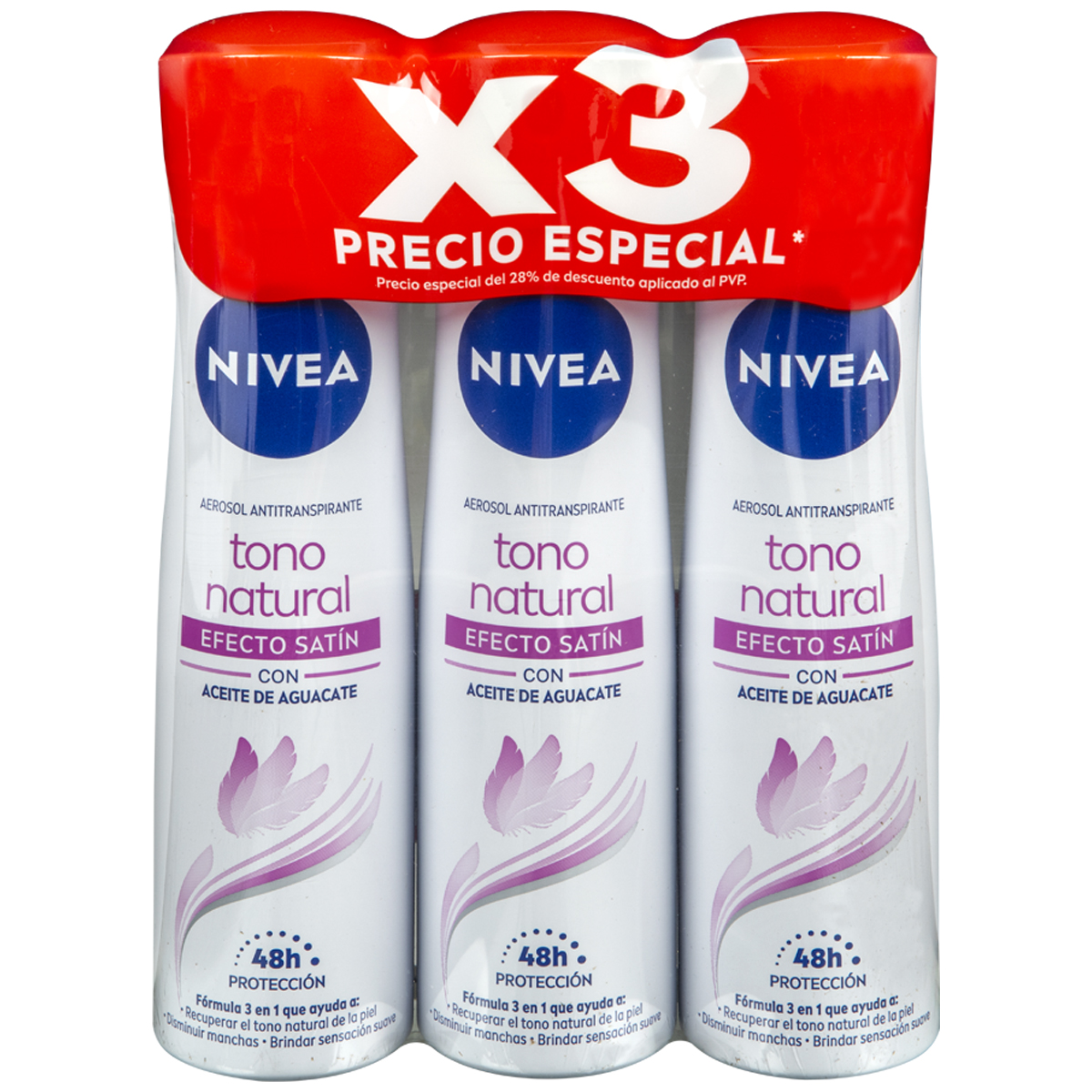 Pack 3 Uds Antitranspirante En Spray Nivea Aclarado Efecto Satín For