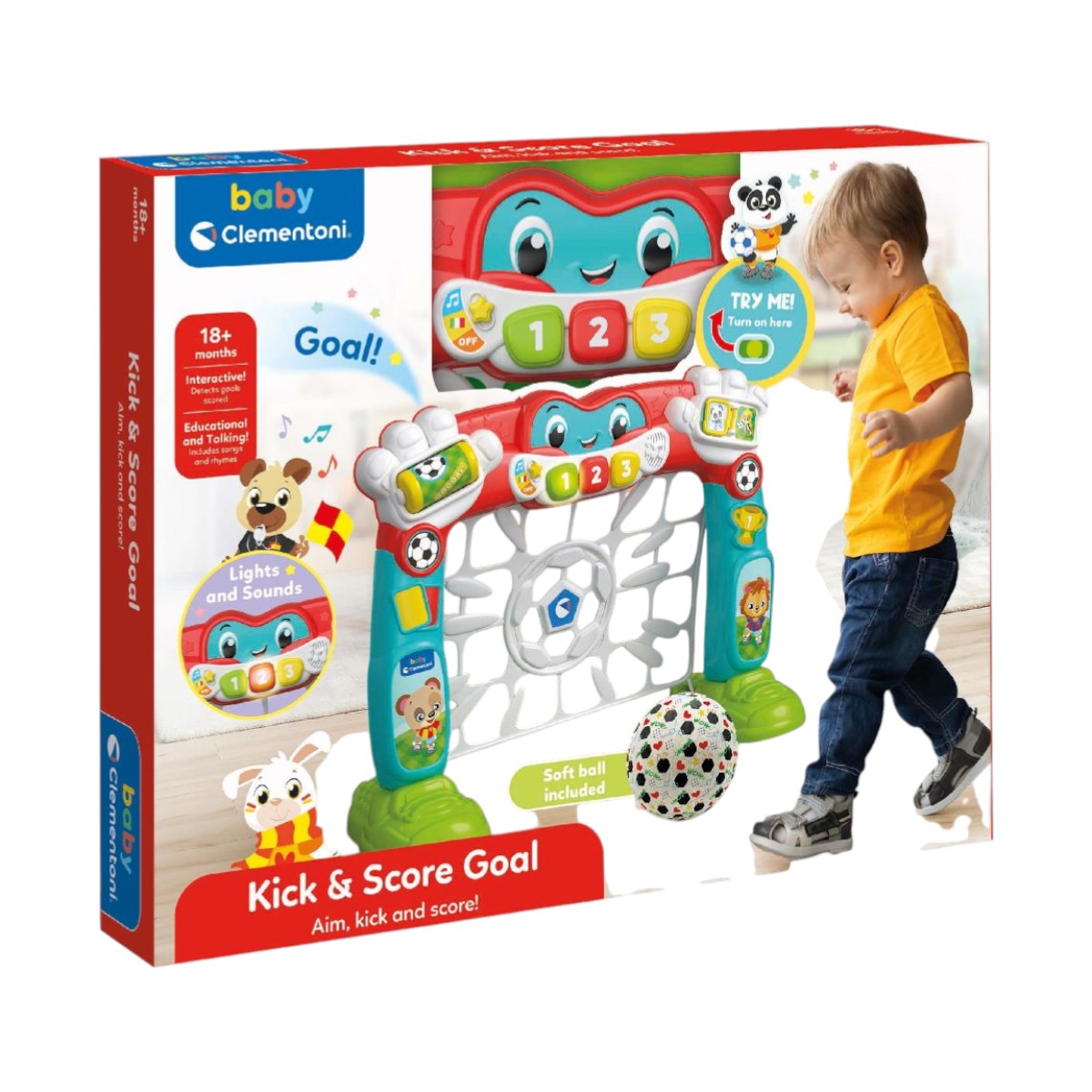 Baby Clementoni Pádel Infantil Con Pelota De Goma – Centro De Actividad Electrónico Con Música Y Números, Ideal Para Niños De 1 A 4 Años