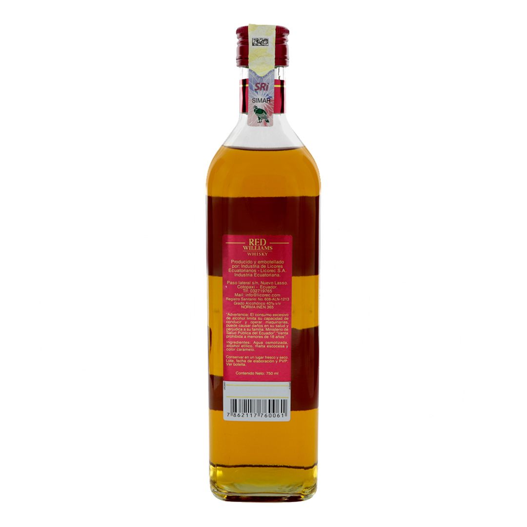 Whisky Red Williams Blend Especial 750ml 901635