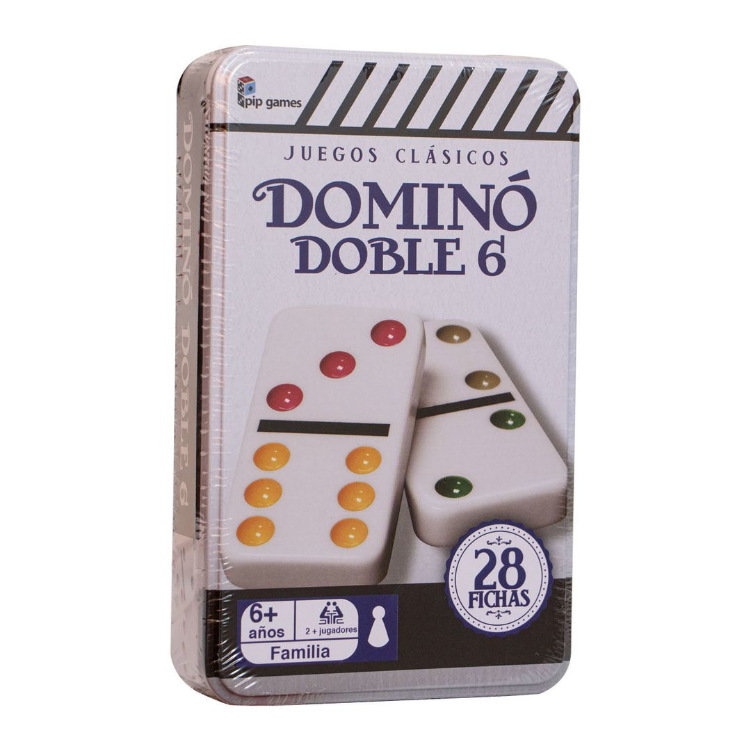Domino Caja Metalica 28 Piezas Puntos De Colores