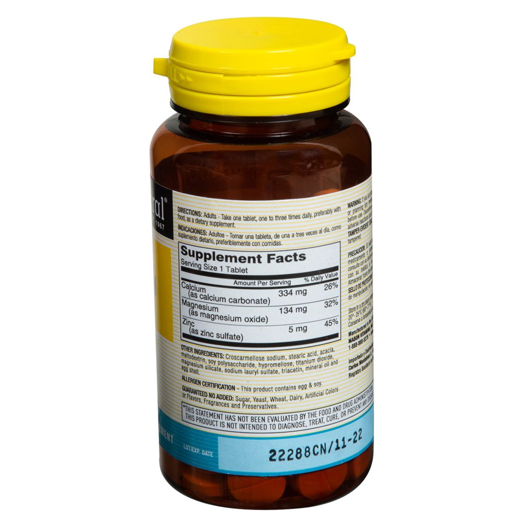 Calcium Magnesium & Zinc Mason Natural 100 Tabletas 914130