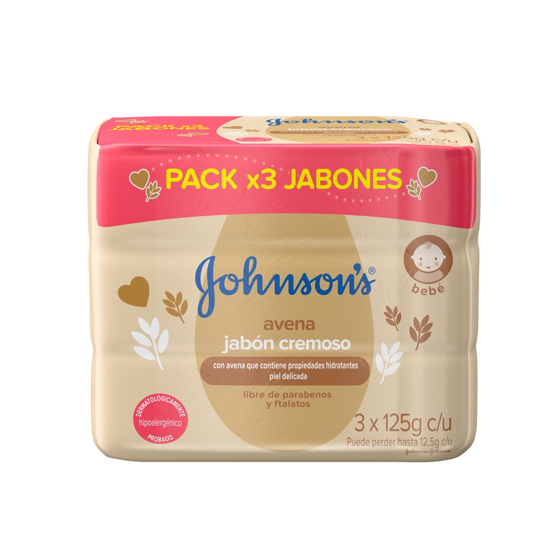 Pack 3 Uds Jabón Bebé Johnson's Avena 330g - 916089
