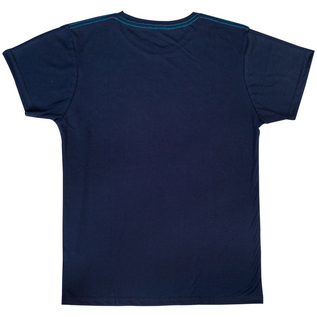 Camiseta básica con marca denominativa para hombre en azul maya