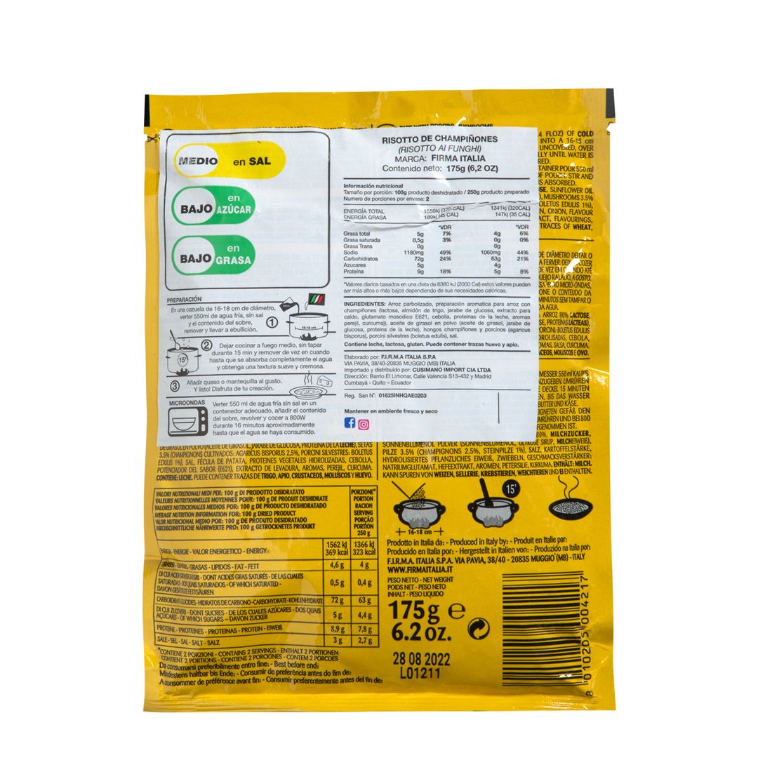 Risotto Al Funghi Champiñones Firma Italia 175g 921965