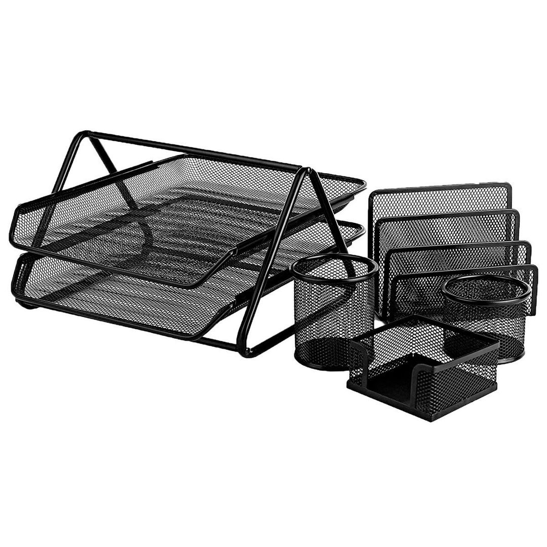 Organizador de escritorio de metal negro 33x26.5x9 cm