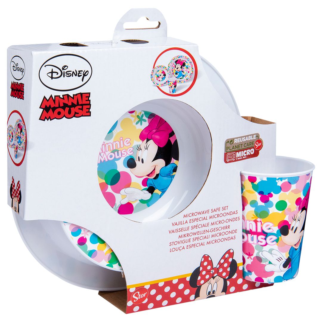 Zak Designs La vajilla Disney incluye un plato dividido de  melamina de 3 secciones y utensilios hechos de material duradero y perfecto  para niños, juego de 3 piezas, Minnie Mouse 3