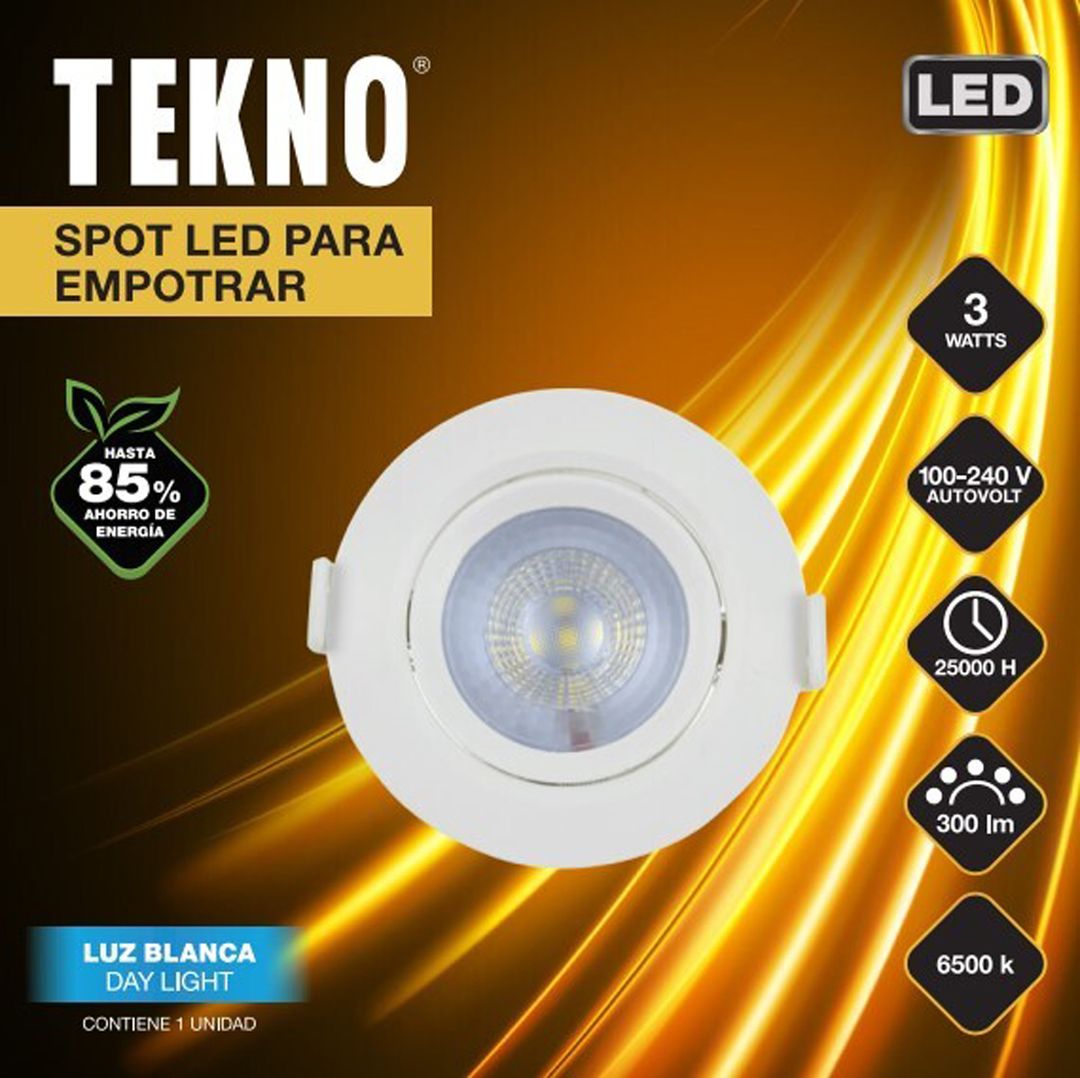 Spot Led Circular Dirigible Tekno 3W - 6500K - 949917