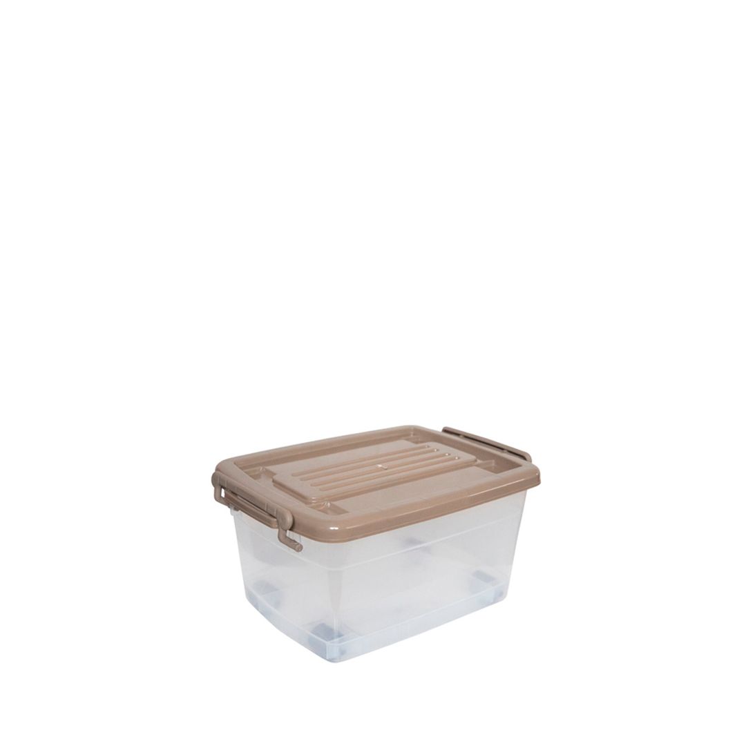 Caja organizadora móvil con tapa Taupe elaborado en plástico.