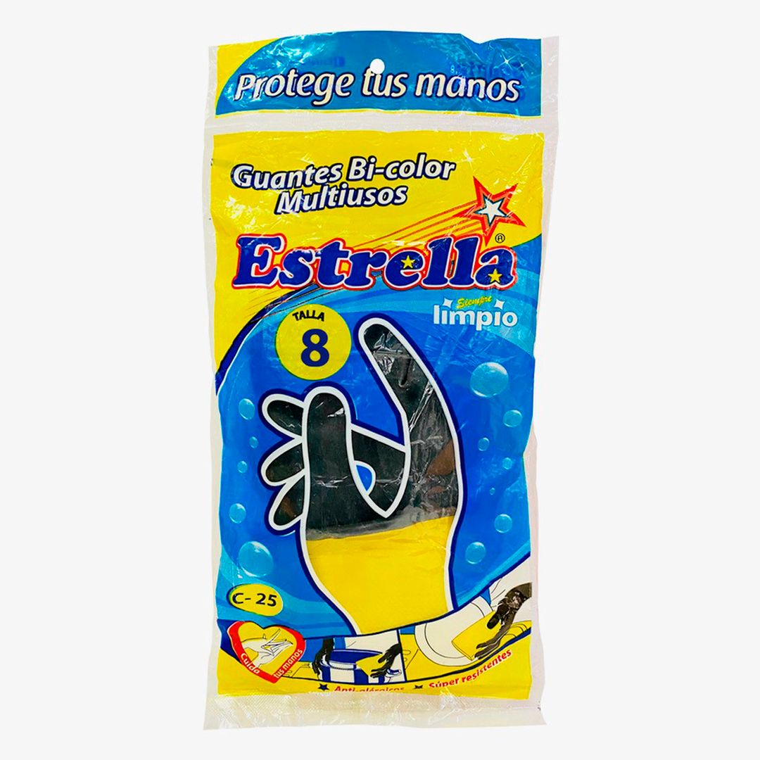 Guante Domestico Amarillo Estrella Talla 8 Un 