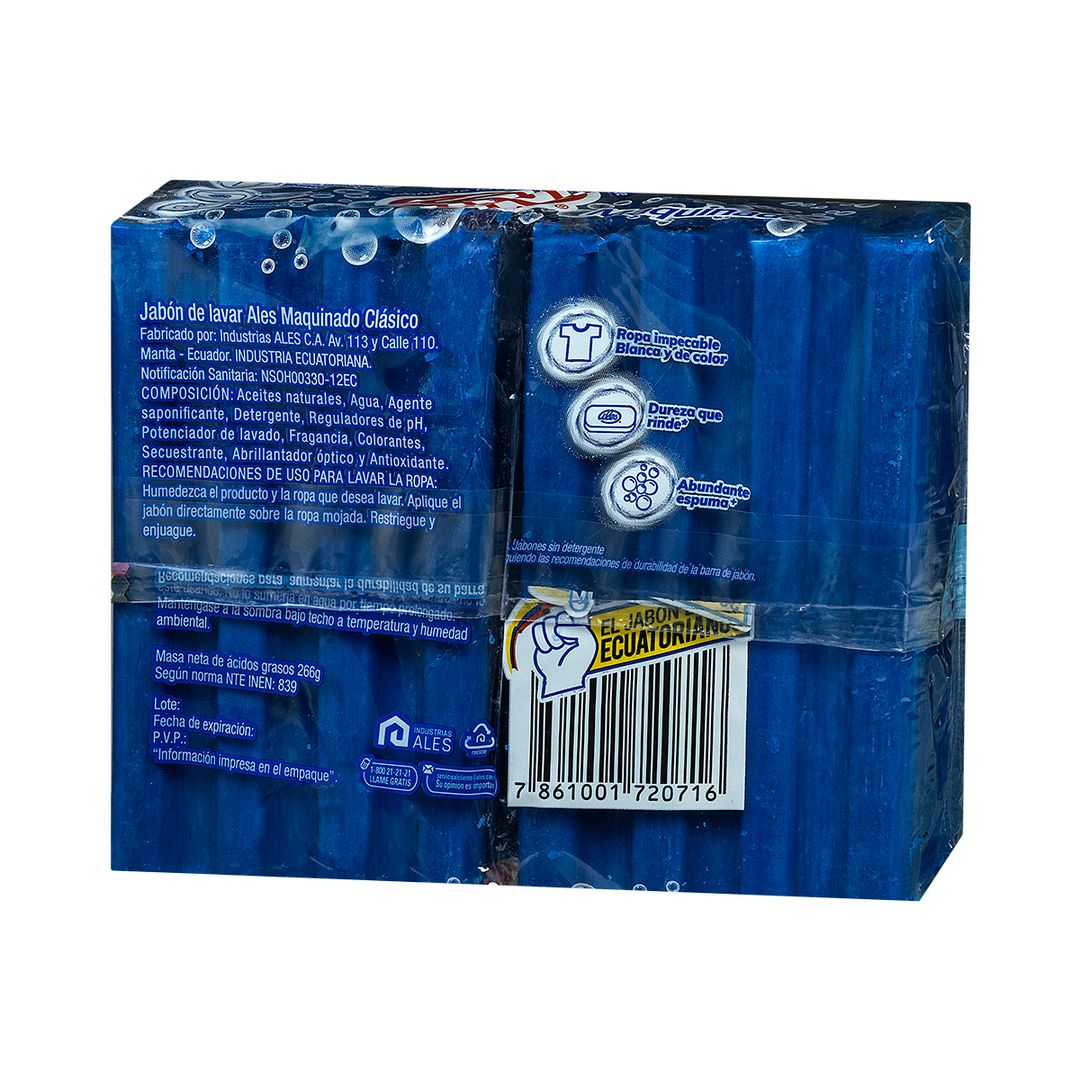 Pack 2 Uds Jabón de Lavar Ales Azul Maquinado Clásico 230 g - 962358