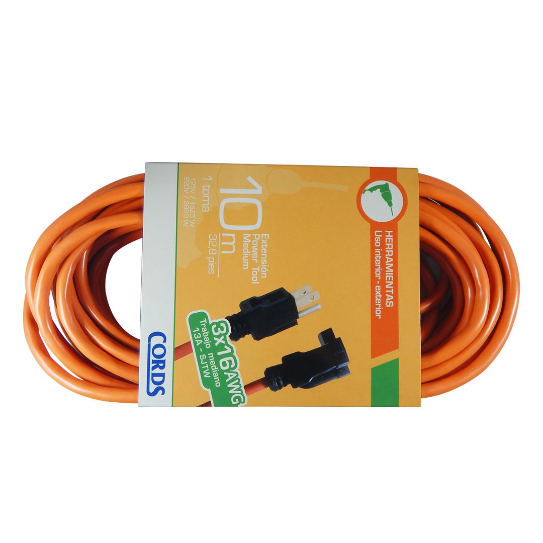 Extensión Eléctrica 3x16 Incable 1 Toma Naranja 10m - 966261