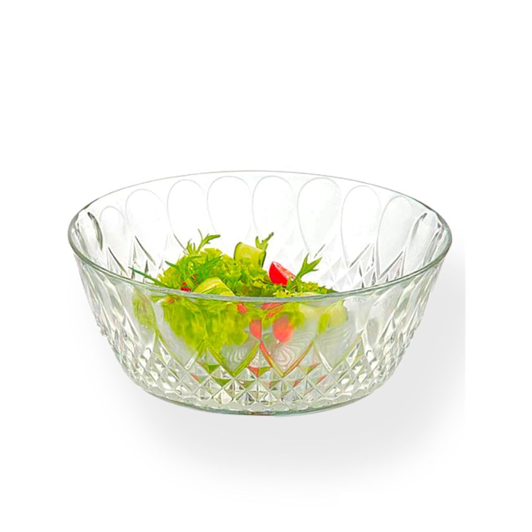 Ensaladera, cuenco de cristal, 213.5 cl. ensaladera, recipiente para  palomitas, aperitivos, fruta, ligero y resistente. Color bl