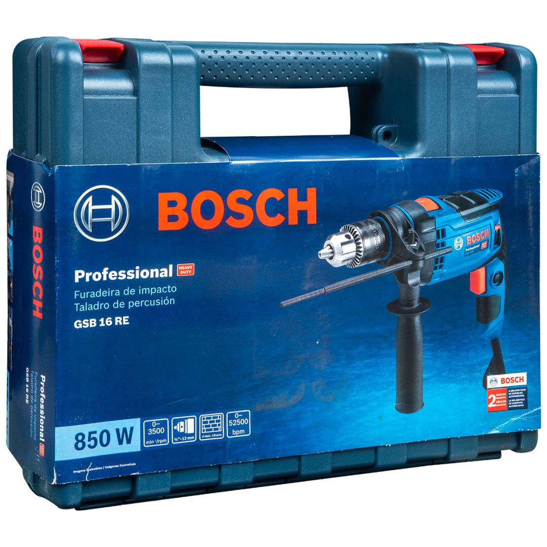 Taladro Percutor Bosch GSB 16 RE 850W 13mm Caja de Carton