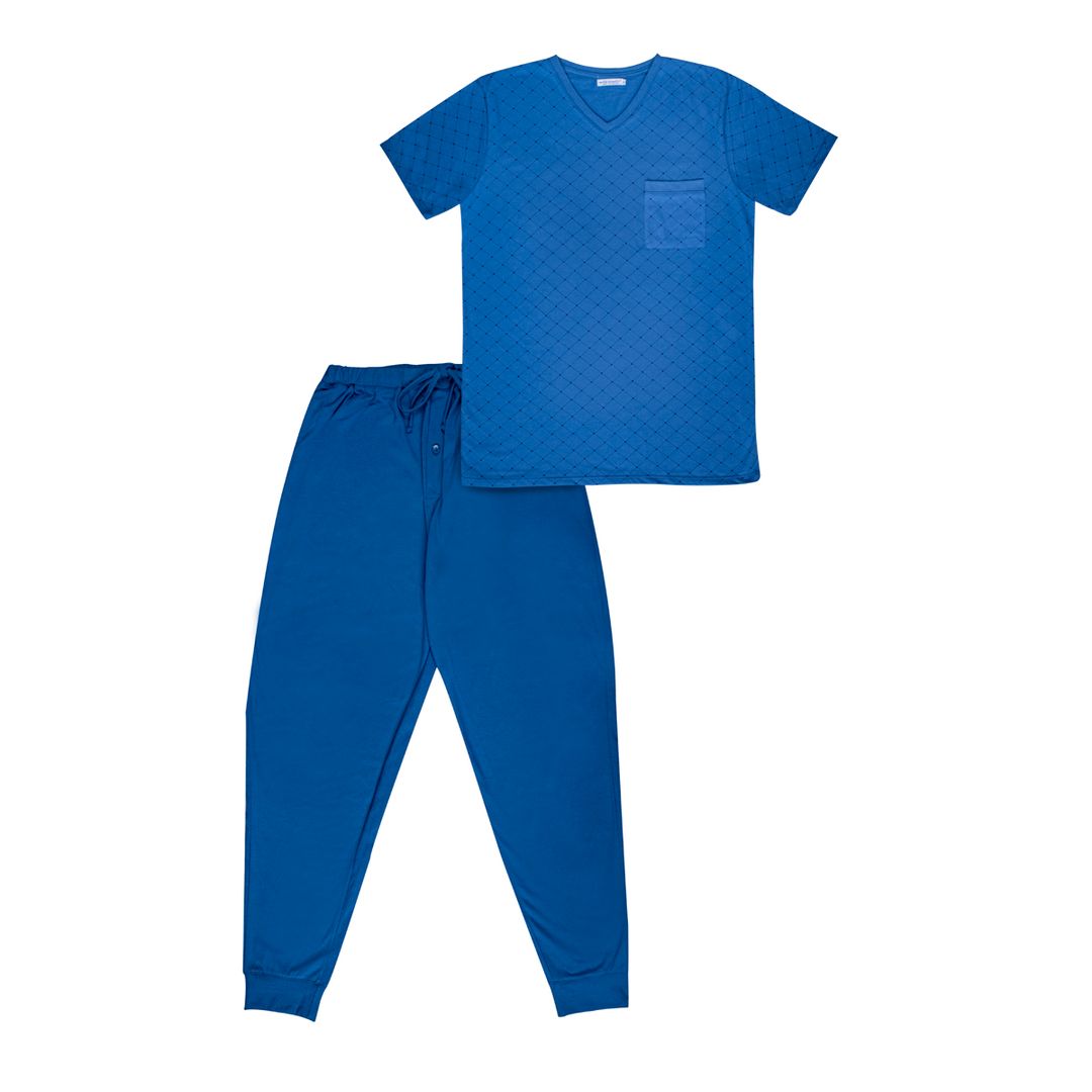 Pijama de hombre con estampado azul marino