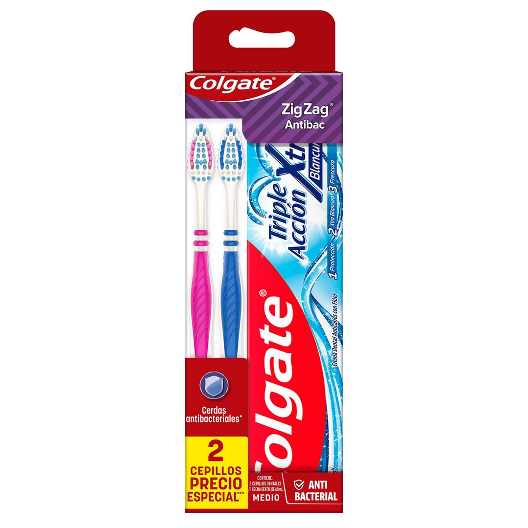 Pack 2 Uds Cepillo ZigZag Medio Más Pasta Colgate - 977427