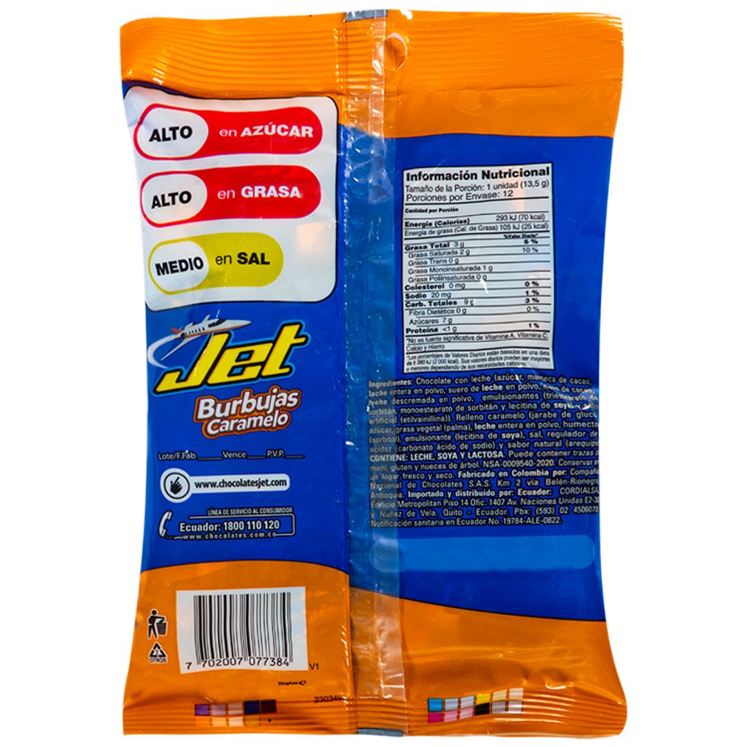 Chocolate Jet Burbujas de Caramelo 162g 979531