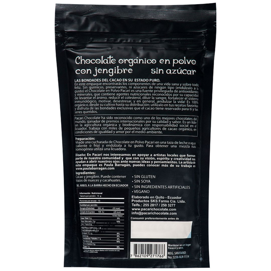 Cacao en Polvo Orgánico con Jengibre Pacari 200g 979915