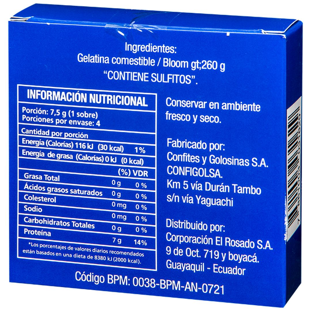 Gelatina sin sabor caja en polvo 30 g