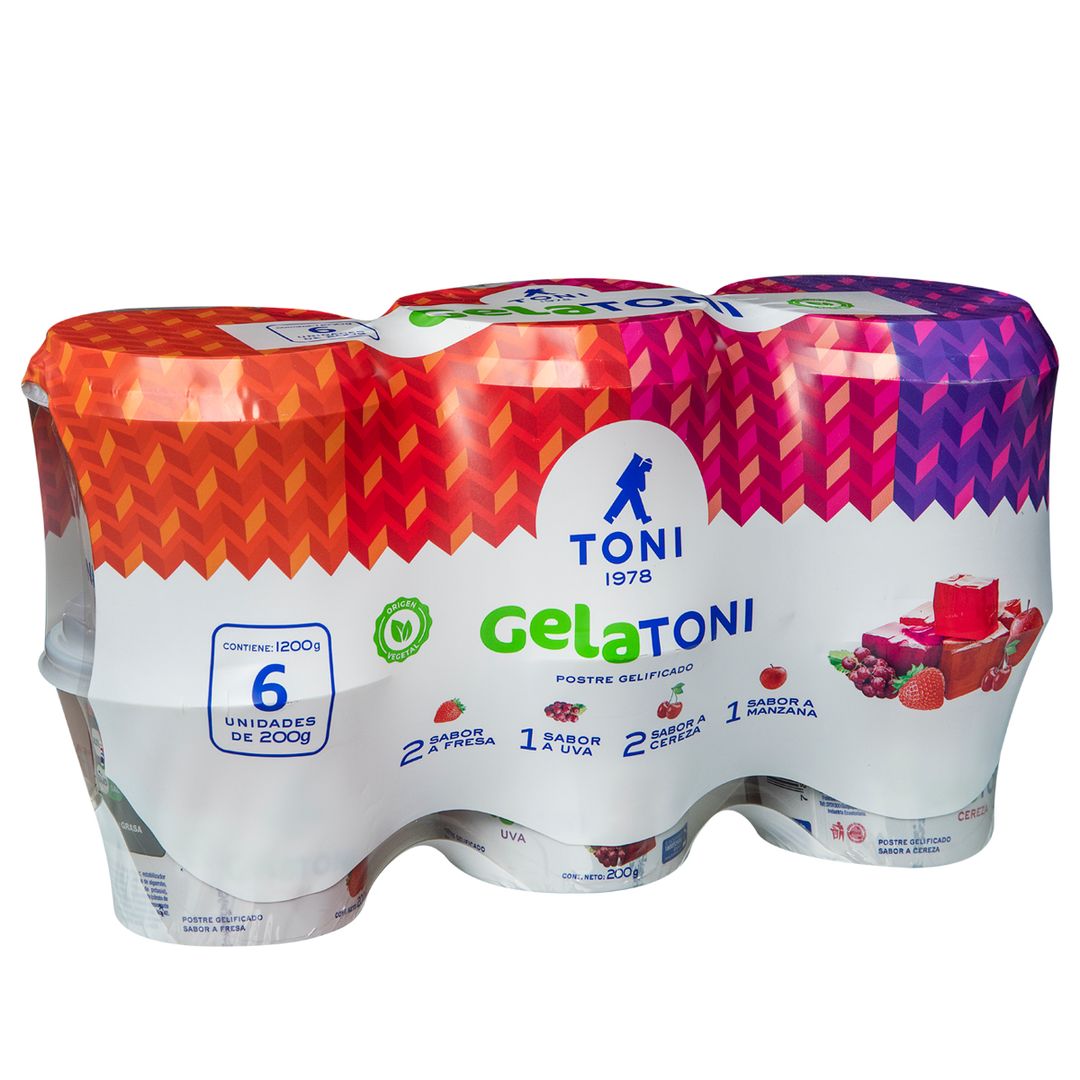Pack 6 Uds Gelatina Toni Sabores Surtidos 200g 982530