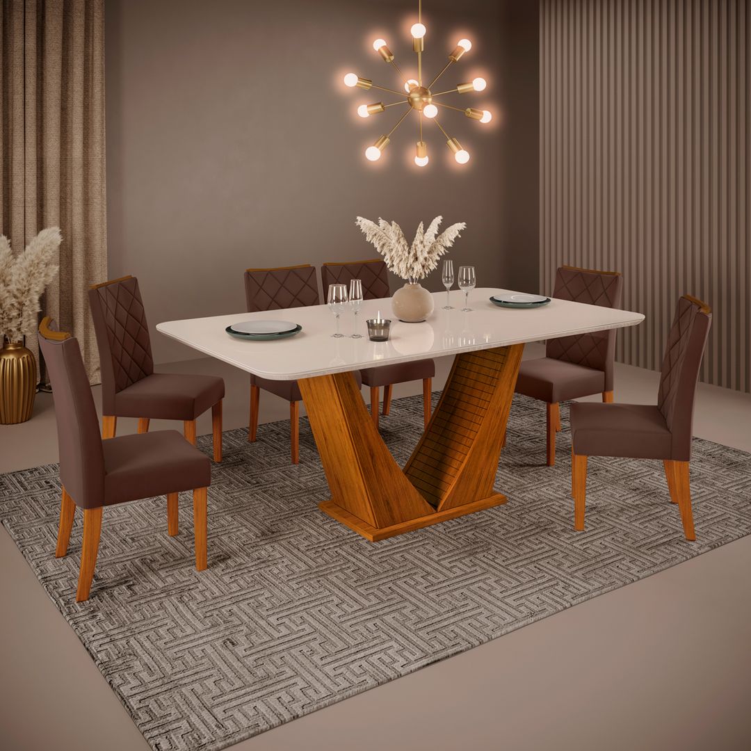 Mesa de Comedor Color Madera 6 Puestos - FerrisariatoFerrisariato