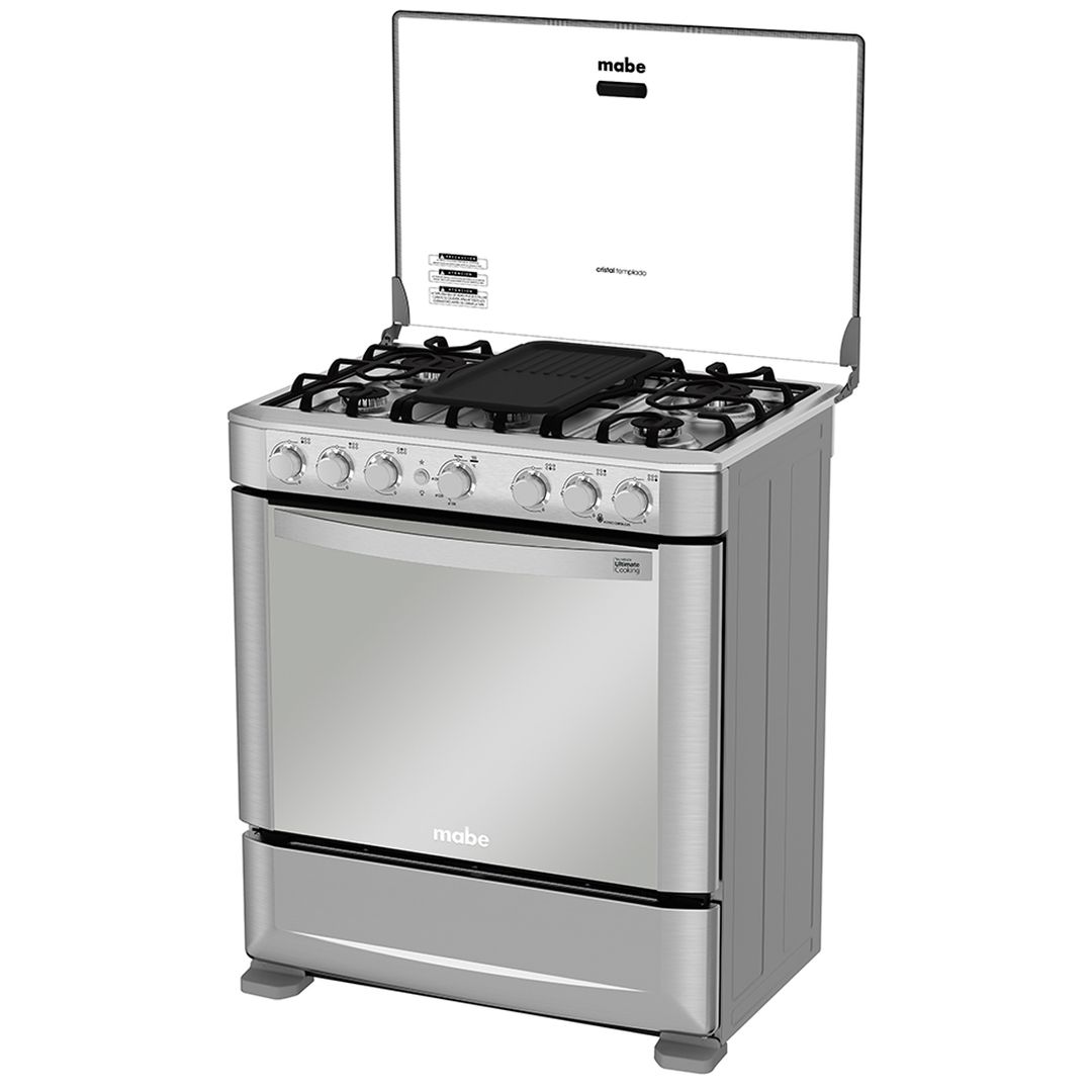 ✓ Cocina a gas 6 quemadores 10 kW sobre Horno grande a gas. Gama 900. •  Rosareiro