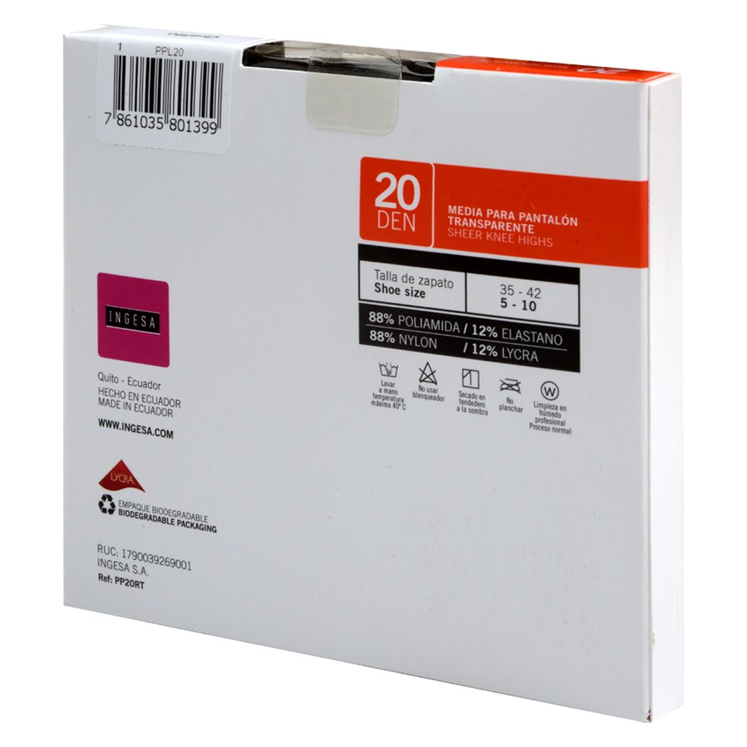 Medias Panty Nylon Ingesa Punta Invisible Grafito 965226