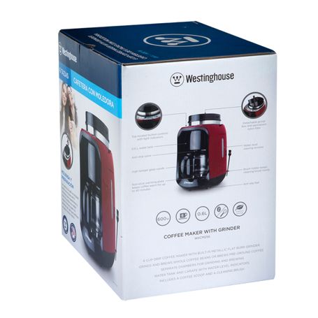 Cafetera Westinghouse con Moledora 0.6 LT Rojo - 600 W - 955276