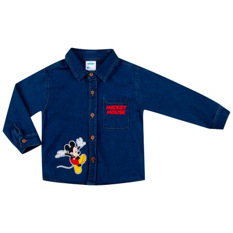Camisa Infante Manga Larga Estampado Azul Mickey Mouse de Disney - Varias  Tallas - 966865